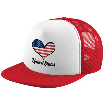 USA flag, Καπέλο Soft Trucker με Δίχτυ Red/White 