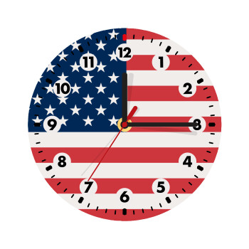 USA flag, Ρολόι τοίχου ξύλινο (20cm)