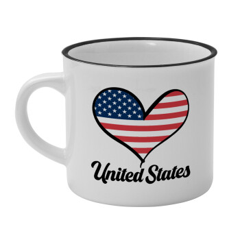 USA flag, Κούπα κεραμική vintage Λευκή/Μαύρη 230ml