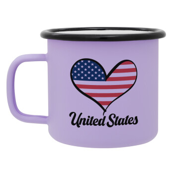 USA flag, Κούπα Μεταλλική εμαγιέ ΜΑΤ Light Pastel Purple 360ml