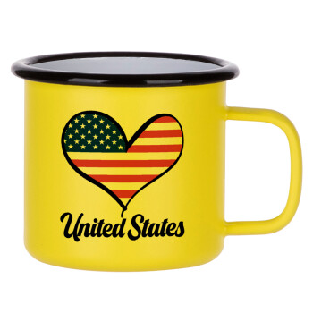 USA flag, Κούπα Μεταλλική εμαγιέ ΜΑΤ Κίτρινη 360ml