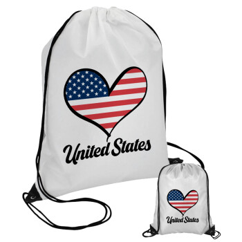 USA flag, Τσάντα πουγκί με μαύρα κορδόνια (1 τεμάχιο)