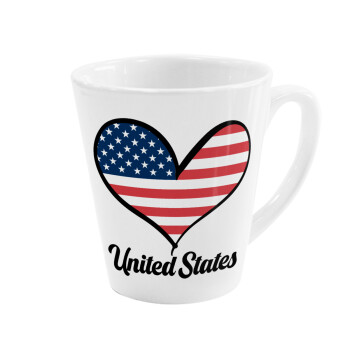 USA flag, Κούπα κωνική Latte Λευκή, κεραμική, 300ml