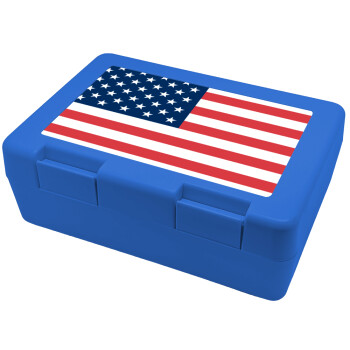 USA flag, Παιδικό δοχείο κολατσιού ΜΠΛΕ 185x128x65mm (BPA free πλαστικό)