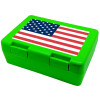 USA flag, Παιδικό δοχείο κολατσιού ΠΡΑΣΙΝΟ 185x128x65mm (BPA free πλαστικό)