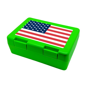 USA flag, Παιδικό δοχείο κολατσιού ΠΡΑΣΙΝΟ 185x128x65mm (BPA free πλαστικό)