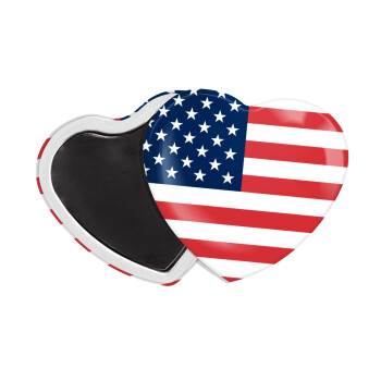 USA flag, Μαγνητάκι καρδιά (57x52mm)