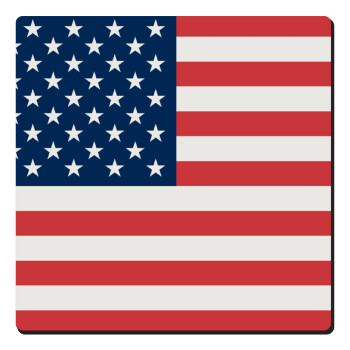 USA flag, Τετράγωνο μαγνητάκι ξύλινο 6x6cm