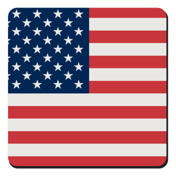 USA flag, Τετράγωνο μαγνητάκι ξύλινο 9x9cm