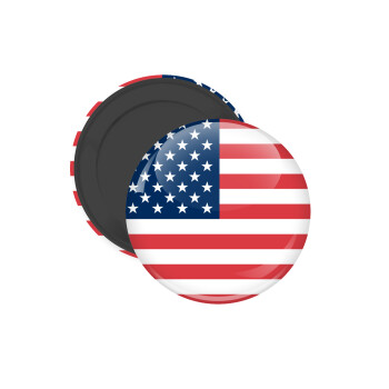 USA flag, Μαγνητάκι ψυγείου στρογγυλό διάστασης 5cm