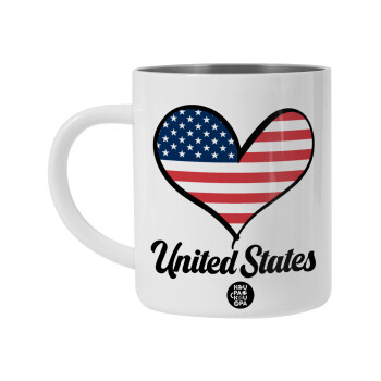 USA flag, BIG Mug Stainless steel double wall (450ml, White)