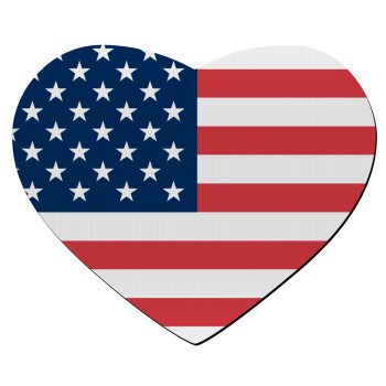 USA flag, Mousepad καρδιά 23x20cm