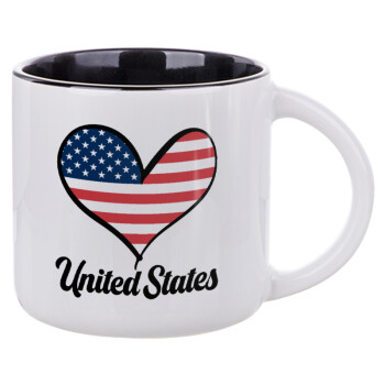 USA flag, Κούπα κεραμική 400ml Λευκή/Μαύρη