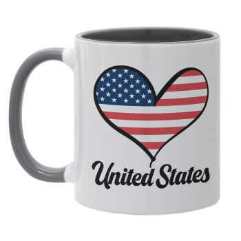USA flag, Κούπα χρωματιστή γκρι, κεραμική, 330ml