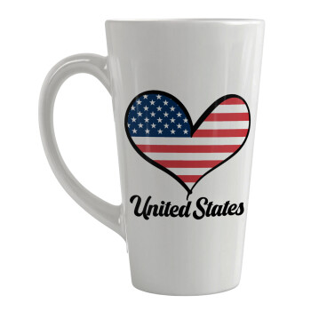 USA flag, Κούπα κωνική Latte Μεγάλη, κεραμική, 450ml