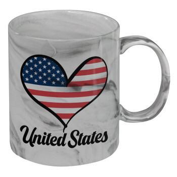 USA flag, Mug ceramic marble style, 330ml