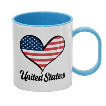 USA flag, Κούπα (πλαστική) (BPA-FREE) Polymer Μπλε για παιδιά, 330ml