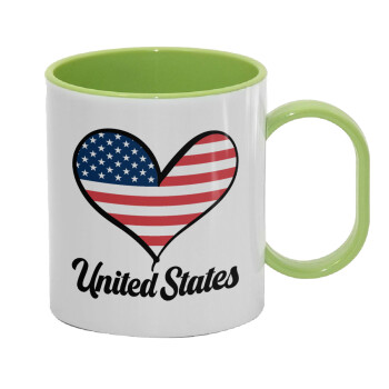 USA flag, Κούπα (πλαστική) (BPA-FREE) Polymer Πράσινη για παιδιά, 330ml