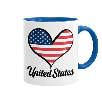 USA flag, Mug colored blue, ceramic, 330ml