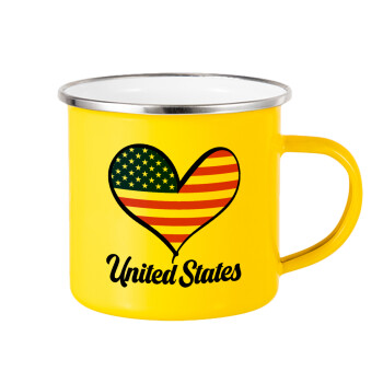 USA flag, Κούπα Μεταλλική εμαγιέ Κίτρινη 360ml