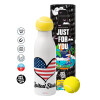 Tennis ball Metal mug thermos White, double wall, 550ml