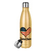 Glitter gold stainless steel thermos bottle, double-walled, 500ml