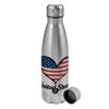 Metallic water bottle, stainless steel, 750ml
