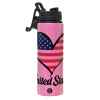 Metallic water bottle with safety lid, 850ml aluminum
