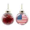 Transparent Christmas tree ball ornament with red filling 8cm
