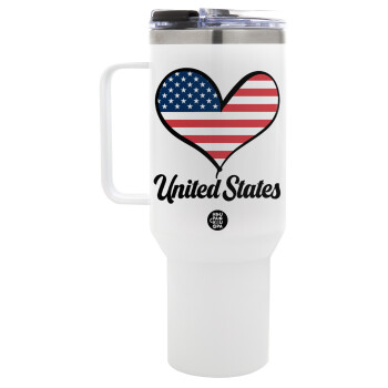 USA flag, Mega Tumbler με καπάκι, διπλού τοιχώματος (θερμό) 1,2L