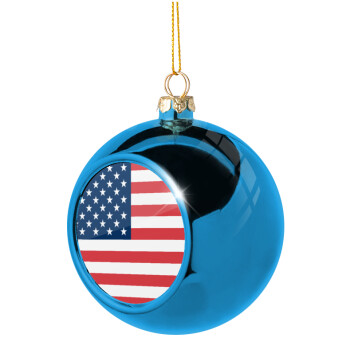 USA flag, Χριστουγεννιάτικη μπάλα δένδρου Μπλε 8cm
