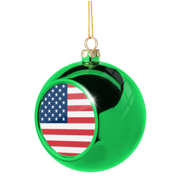 USA flag, Χριστουγεννιάτικη μπάλα δένδρου Πράσινη 8cm