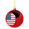 USA flag, Χριστουγεννιάτικη μπάλα δένδρου Κόκκινη 8cm