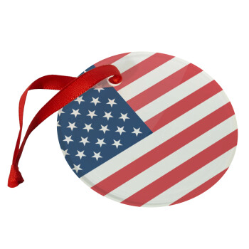 USA flag, Χριστουγεννιάτικο στολίδι γυάλινο 9cm