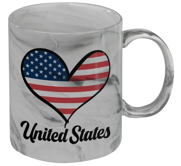 USA flag — Κούπα κεραμική, marble style (μάρμαρο), 330ml