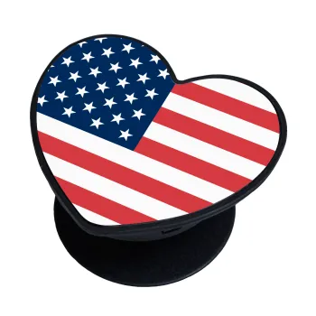 USA flag, Phone Holders Stand  καρδιά Μαύρο Βάση Στήριξης Κινητού στο Χέρι