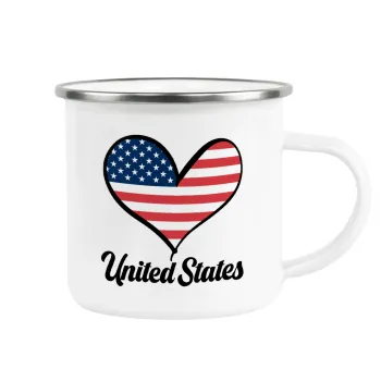 USA flag, Κούπα Μεταλλική εμαγιέ λευκη 360ml