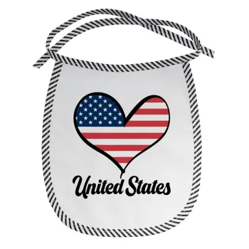 USA flag, Σαλιάρα μωρού αλέκιαστη με κορδόνι Μαύρη