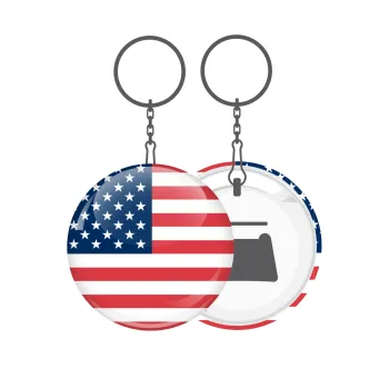 USA flag, Μπρελόκ μεταλλικό 5cm με ανοιχτήρι