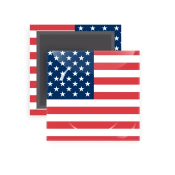 USA flag, Μαγνητάκι ψυγείου τετράγωνο διάστασης 5x5cm