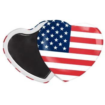 USA flag, Μαγνητάκι καρδιά (57x52mm)
