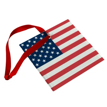 USA flag, Christmas ornament, glass square ornament 9x9cm