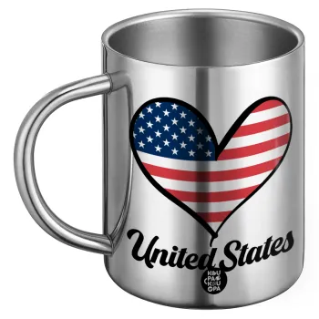 USA flag, Ανοξείδωτη Μεταλλική Κούπα 450ml - Διπλού Τοιχώματος