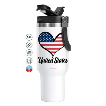 USA flag, Mega Travel Mug / Travel Mug, double walled (thermal) 1.2L
