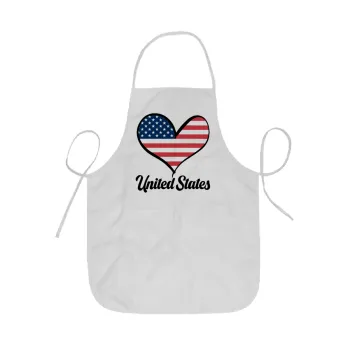 USA flag, Ποδιά Σεφ ολόσωμη κοντή  Παιδική (44x62cm)