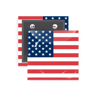 USA flag, Κονκάρδα παραμάνα τετράγωνη 5x5cm