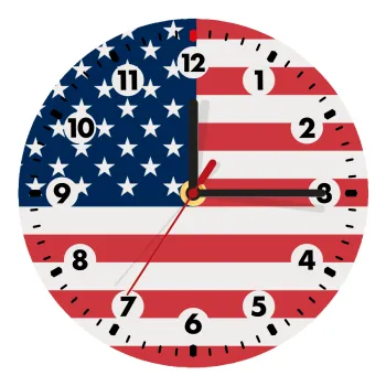 USA flag, Wooden wall clock (20cm)