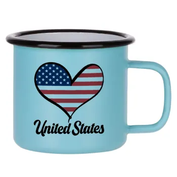 USA flag, Κούπα Μεταλλική εμαγιέ ΜΑΤ σιέλ 360ml