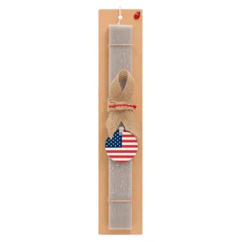 USA flag, Easter Set, wooden keychain & scented Easter candle flat (30cm) (GRAY)