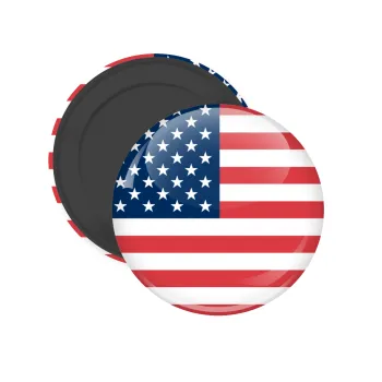 USA flag, Μαγνητάκι ψυγείου στρογγυλό διάστασης 5cm